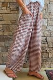 Nonni Gingham Relaxed Barrel Pant Chestnut